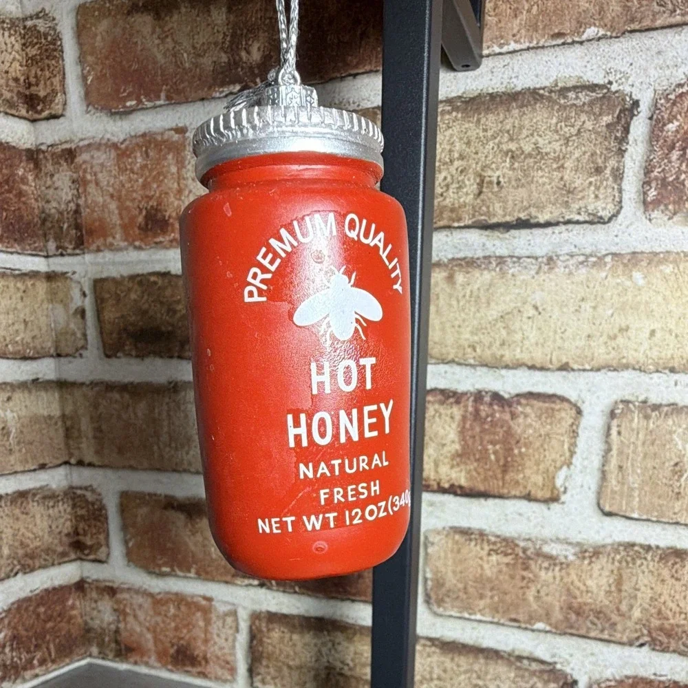 New Place & Time Red Hot Honey Jar Ornament Hanging Christmas Food & Drink